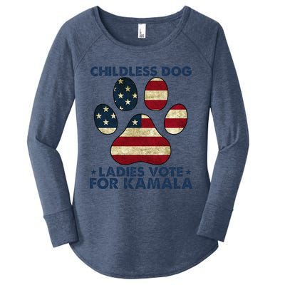 Funny Childless Dog Ladies Vote For Kamala Usa Flag Gift Women's Perfect Tri Tunic Long Sleeve Shirt