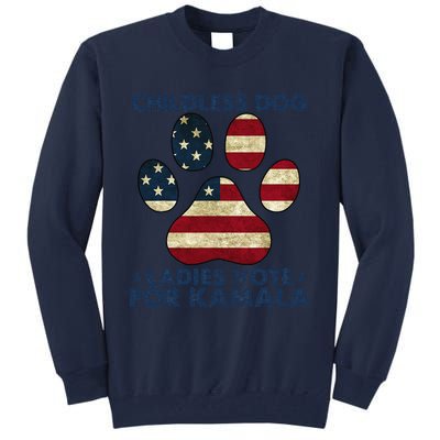 Funny Childless Dog Ladies Vote For Kamala Usa Flag Gift Tall Sweatshirt