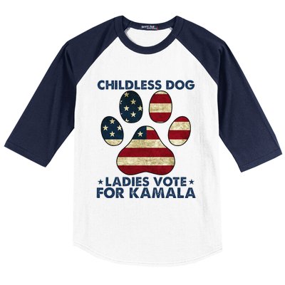 Funny Childless Dog Ladies Vote For Kamala Usa Flag Gift Baseball Sleeve Shirt