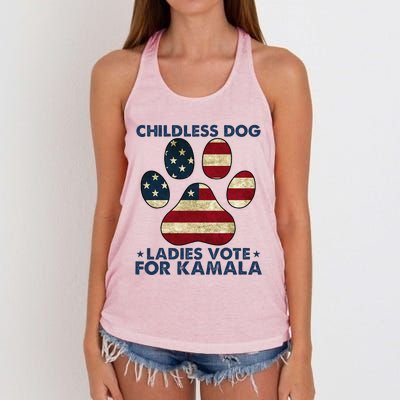 Funny Childless Dog Ladies Vote For Kamala Usa Flag Gift Women's Knotted Racerback Tank