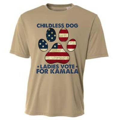 Funny Childless Dog Ladies Vote For Kamala Usa Flag Gift Cooling Performance Crew T-Shirt