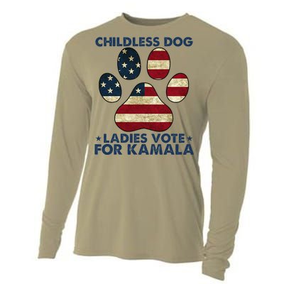 Funny Childless Dog Ladies Vote For Kamala Usa Flag Gift Cooling Performance Long Sleeve Crew