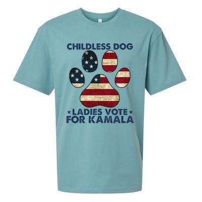 Funny Childless Dog Ladies Vote For Kamala Usa Flag Gift Sueded Cloud Jersey T-Shirt