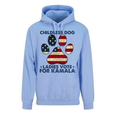 Funny Childless Dog Ladies Vote For Kamala Usa Flag Gift Unisex Surf Hoodie