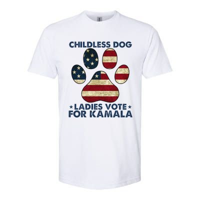 Funny Childless Dog Ladies Vote For Kamala Usa Flag Gift Softstyle CVC T-Shirt