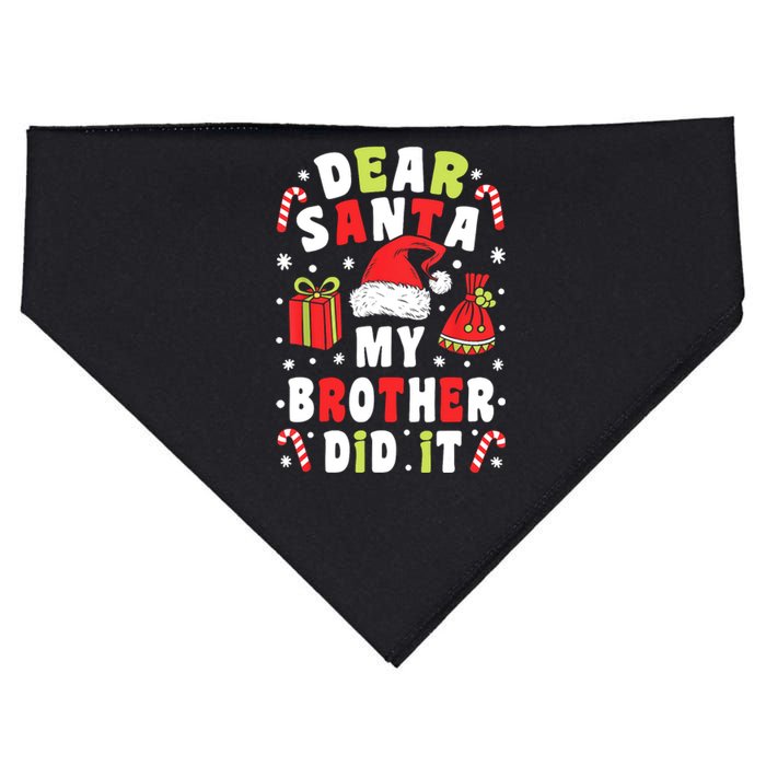 Family Christmas Dear Santa My Brother Did It Christmas USA-Made Doggie Bandana