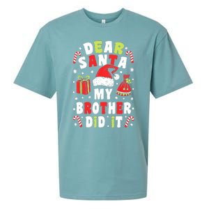 Family Christmas Dear Santa My Brother Did It Christmas Sueded Cloud Jersey T-Shirt