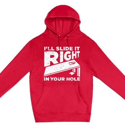 Funny Cornhole Design For Men Women Sack Toss Game Lovers Premium Pullover Hoodie