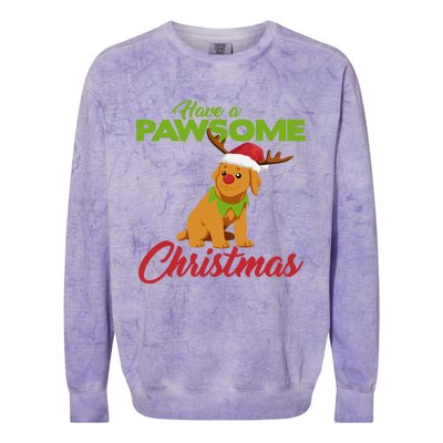 Funny Christmas Dog Pug Have A Pawsome Xmas Cute Gift Colorblast Crewneck Sweatshirt