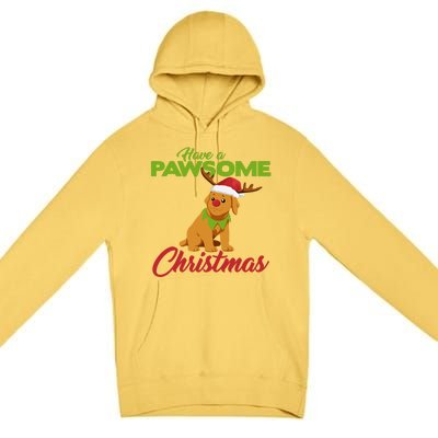 Funny Christmas Dog Pug Have A Pawsome Xmas Cute Gift Premium Pullover Hoodie