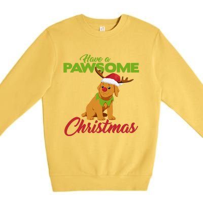 Funny Christmas Dog Pug Have A Pawsome Xmas Cute Gift Premium Crewneck Sweatshirt