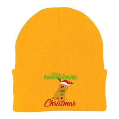 Funny Christmas Dog Pug Have A Pawsome Xmas Cute Gift Knit Cap Winter Beanie