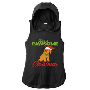 Funny Christmas Dog Pug Have A Pawsome Xmas Cute Gift Ladies PosiCharge Tri-Blend Wicking Draft Hoodie Tank