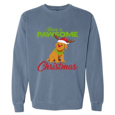 Funny Christmas Dog Pug Have A Pawsome Xmas Cute Gift Garment-Dyed Sweatshirt