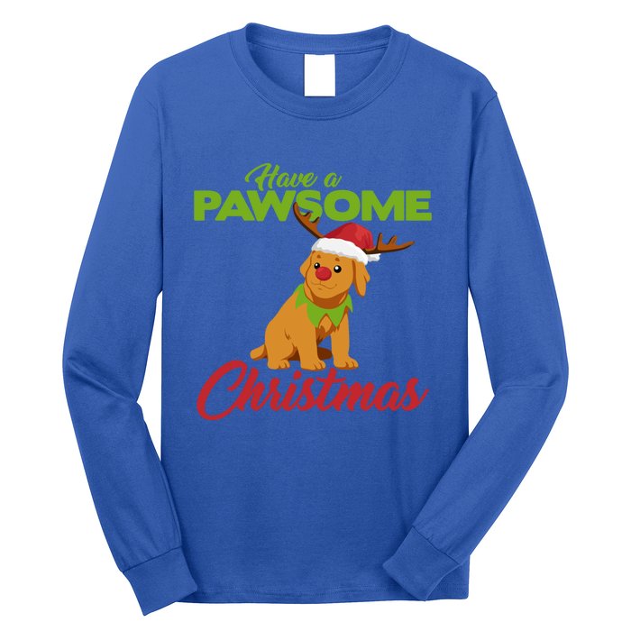 Funny Christmas Dog Pug Have A Pawsome Xmas Cute Gift Long Sleeve Shirt