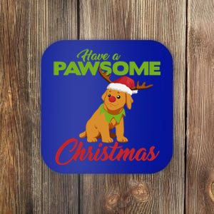 Funny Christmas Dog Pug Have A Pawsome Xmas Cute Gift Coaster