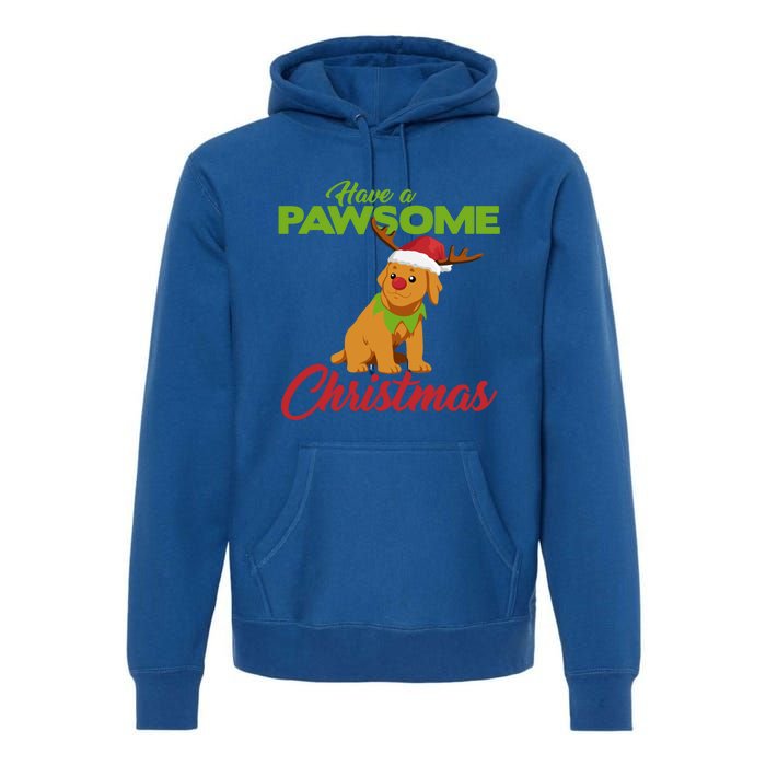 Funny Christmas Dog Pug Have A Pawsome Xmas Cute Gift Premium Hoodie