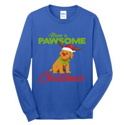 Funny Christmas Dog Pug Have A Pawsome Xmas Cute Gift Tall Long Sleeve T-Shirt