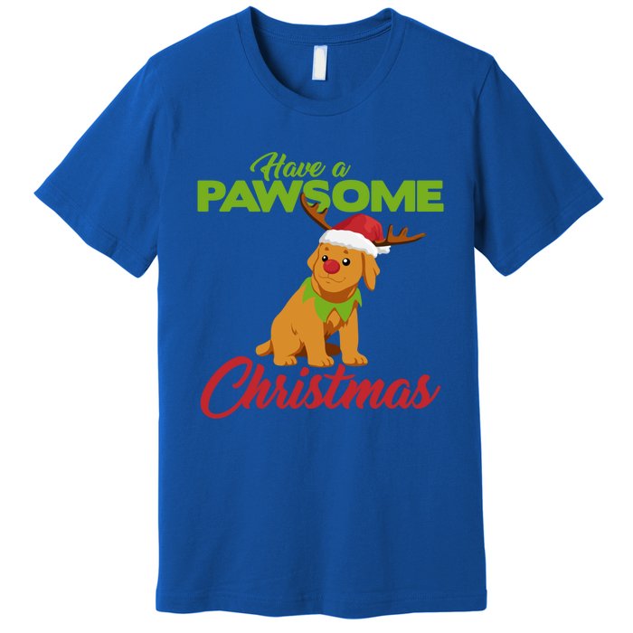 Funny Christmas Dog Pug Have A Pawsome Xmas Cute Gift Premium T-Shirt