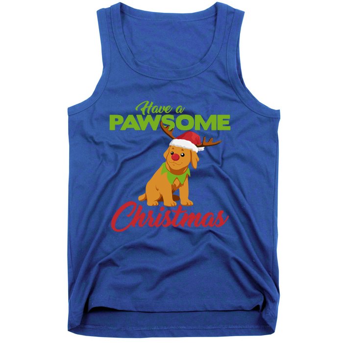 Funny Christmas Dog Pug Have A Pawsome Xmas Cute Gift Tank Top