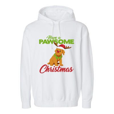 Funny Christmas Dog Pug Have A Pawsome Xmas Cute Gift Garment-Dyed Fleece Hoodie