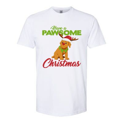 Funny Christmas Dog Pug Have A Pawsome Xmas Cute Gift Softstyle CVC T-Shirt