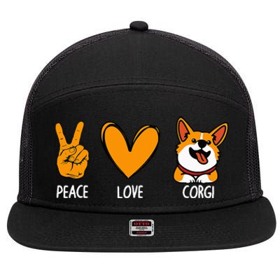 Funny Corgi Design For Puppy Corgi Dog Lover 7 Panel Mesh Trucker Snapback Hat