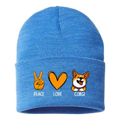 Funny Corgi Design For Puppy Corgi Dog Lover Sustainable Knit Beanie