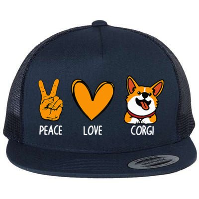 Funny Corgi Design For Puppy Corgi Dog Lover Flat Bill Trucker Hat