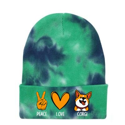 Funny Corgi Design For Puppy Corgi Dog Lover Tie Dye 12in Knit Beanie