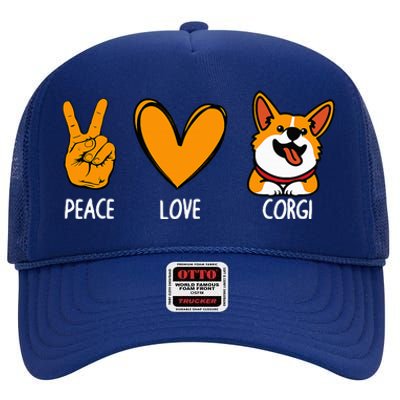 Funny Corgi Design For Puppy Corgi Dog Lover High Crown Mesh Back Trucker Hat