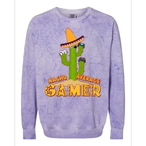 Funny Cinco De Mayo Nacho Average Gamer Cactus Gamer Colorblast Crewneck Sweatshirt