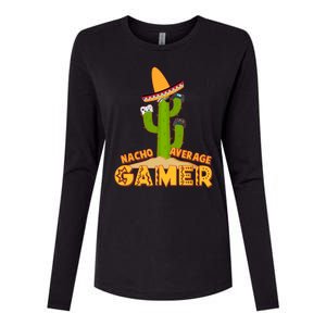 Funny Cinco De Mayo Nacho Average Gamer Cactus Gamer Womens Cotton Relaxed Long Sleeve T-Shirt