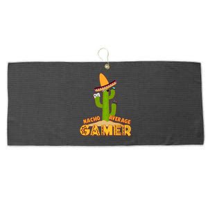 Funny Cinco De Mayo Nacho Average Gamer Cactus Gamer Large Microfiber Waffle Golf Towel