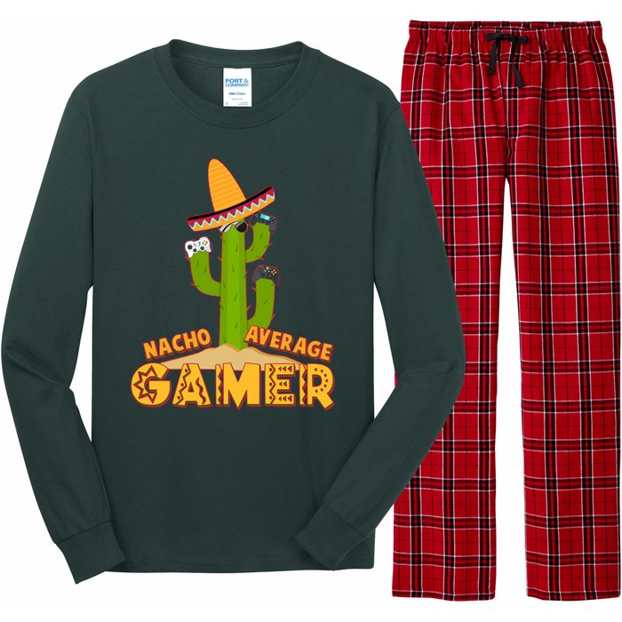 Funny Cinco De Mayo Nacho Average Gamer Cactus Gamer Long Sleeve Pajama Set