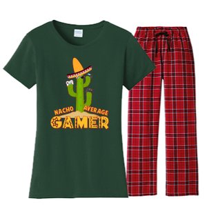 Funny Cinco De Mayo Nacho Average Gamer Cactus Gamer Women's Flannel Pajama Set