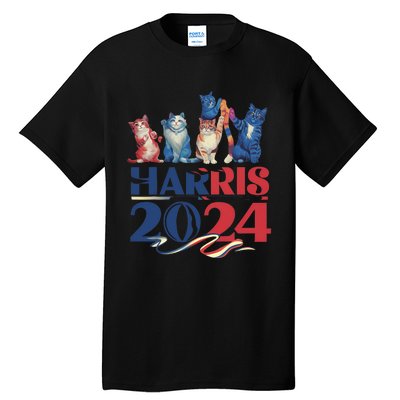 Funny Cat Design Kamala Harris 2024 Childless Cat Lady Tall T-Shirt