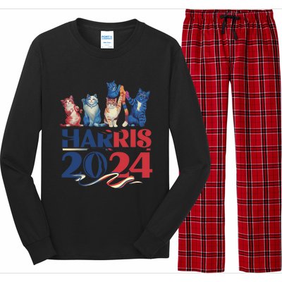 Funny Cat Design Kamala Harris 2024 Childless Cat Lady Long Sleeve Pajama Set