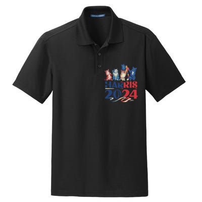 Funny Cat Design Kamala Harris 2024 Childless Cat Lady Dry Zone Grid Polo