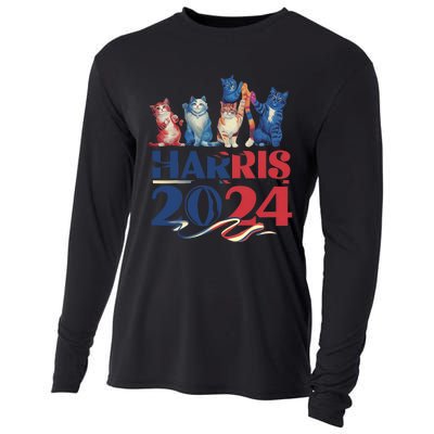 Funny Cat Design Kamala Harris 2024 Childless Cat Lady Cooling Performance Long Sleeve Crew