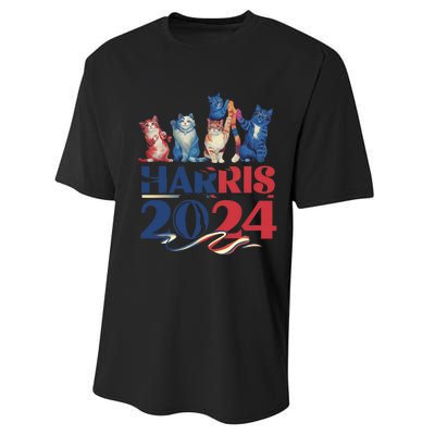 Funny Cat Design Kamala Harris 2024 Childless Cat Lady Performance Sprint T-Shirt