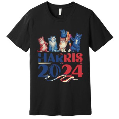 Funny Cat Design Kamala Harris 2024 Childless Cat Lady Premium T-Shirt