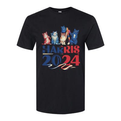 Funny Cat Design Kamala Harris 2024 Childless Cat Lady Softstyle CVC T-Shirt