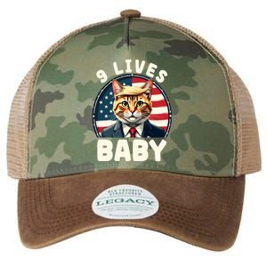 Funny Cat Donald Trump 9 Lives Baby Legacy Tie Dye Trucker Hat