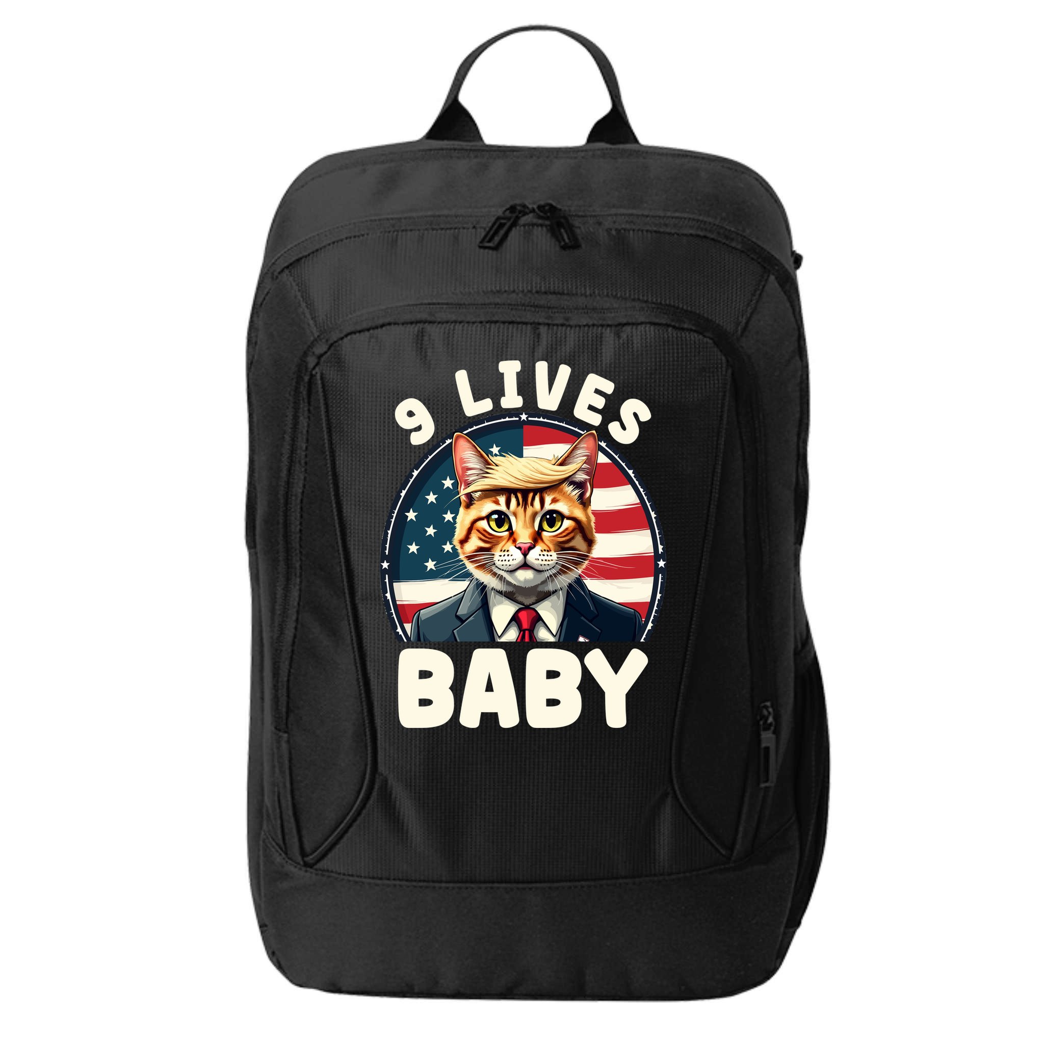 Funny Cat Donald Trump 9 Lives Baby City Backpack