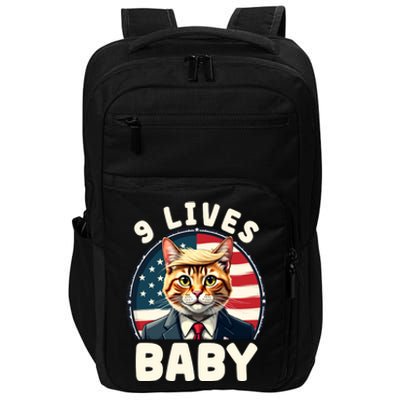 Funny Cat Donald Trump 9 Lives Baby Impact Tech Backpack