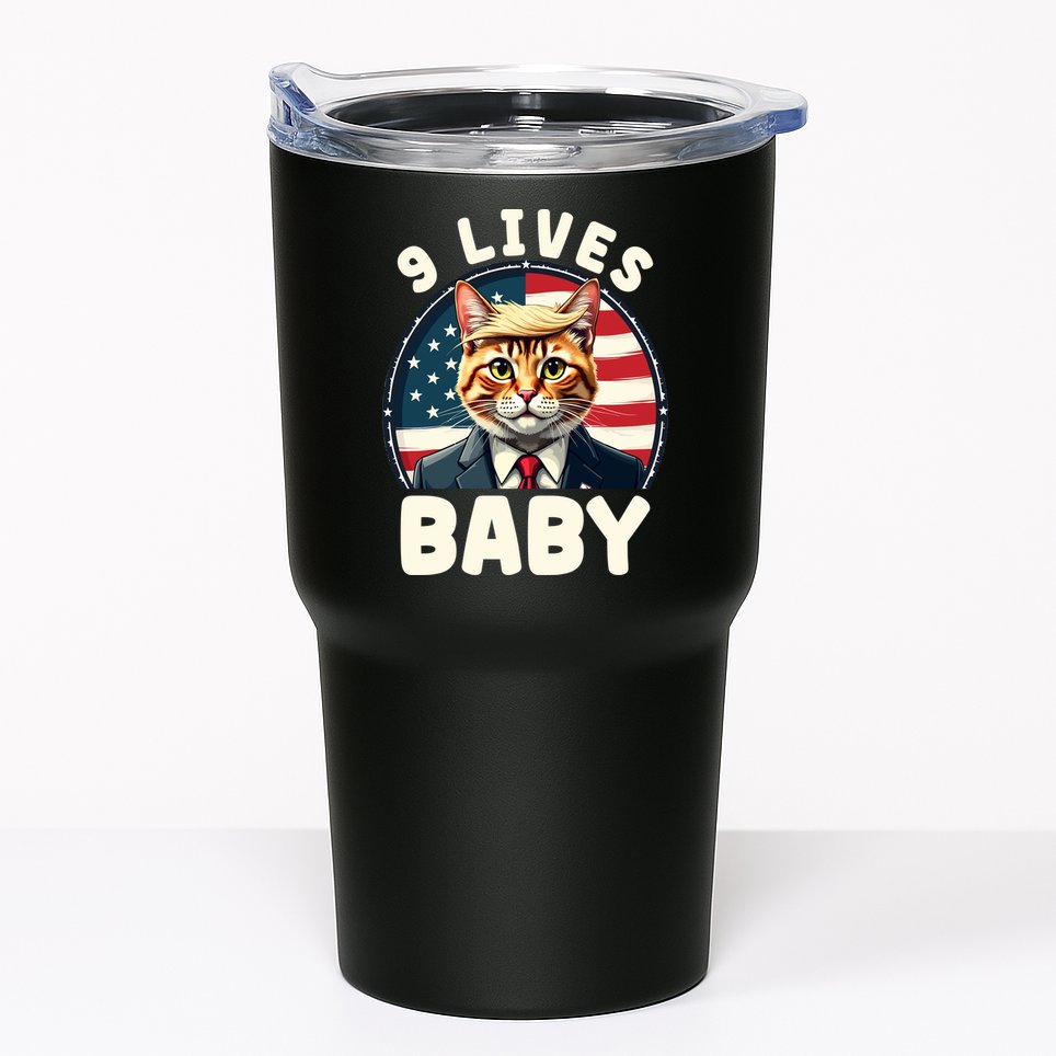 Funny Cat Donald Trump 9 Lives Baby Tumbler
