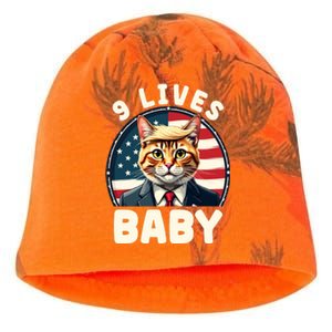 Funny Cat Donald Trump 9 Lives Baby Kati - Camo Knit Beanie