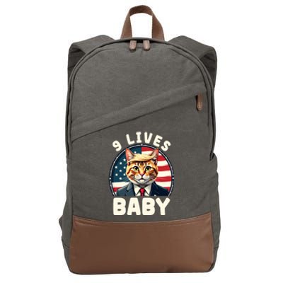 Funny Cat Donald Trump 9 Lives Baby Cotton Canvas Backpack