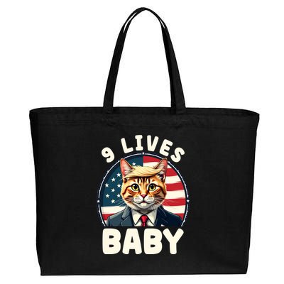 Funny Cat Donald Trump 9 Lives Baby Cotton Canvas Jumbo Tote